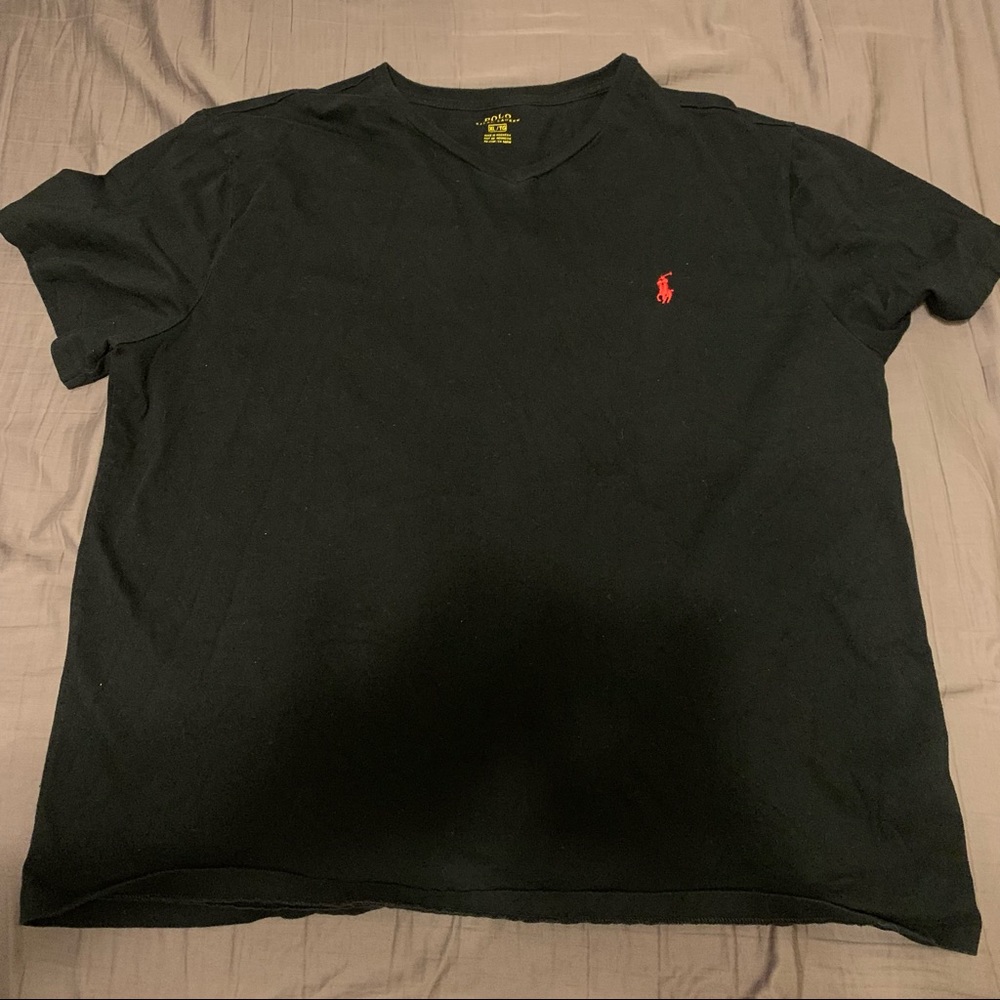 POLO RALPH LAUREN MENS XL VNECK BLACK COTTON